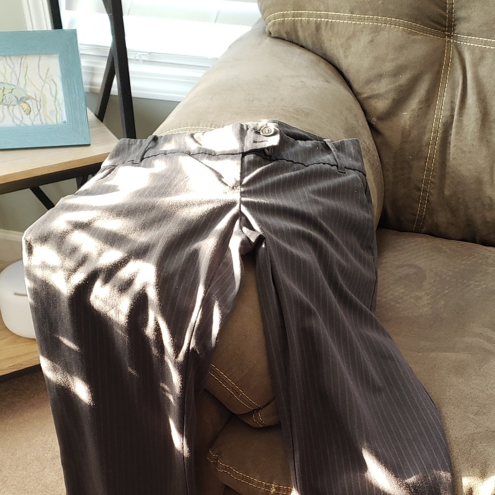 Grey pinstripe dress pants